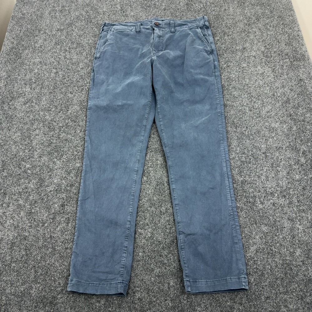 American Eagle Chino Pants Men 34x32 Blue Cotton Flex Slim Casual Everyday Style